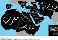 Mapa znázorňující území, která mají islamisté z IL v plánu dobýt a spojit do islámského chalífátu (zdroj: TWITTER.COM)