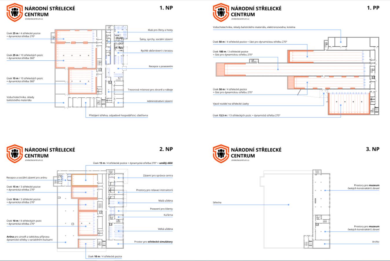 střelecké centrum plánek