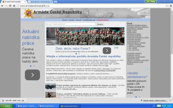 Falešný web armády na www.armadaceskerepubliky.cz